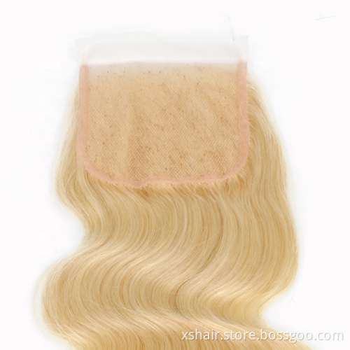 Wholesale 4x4 5x5 6x6 613 lace closure middle part closure blond color closure straight body wave